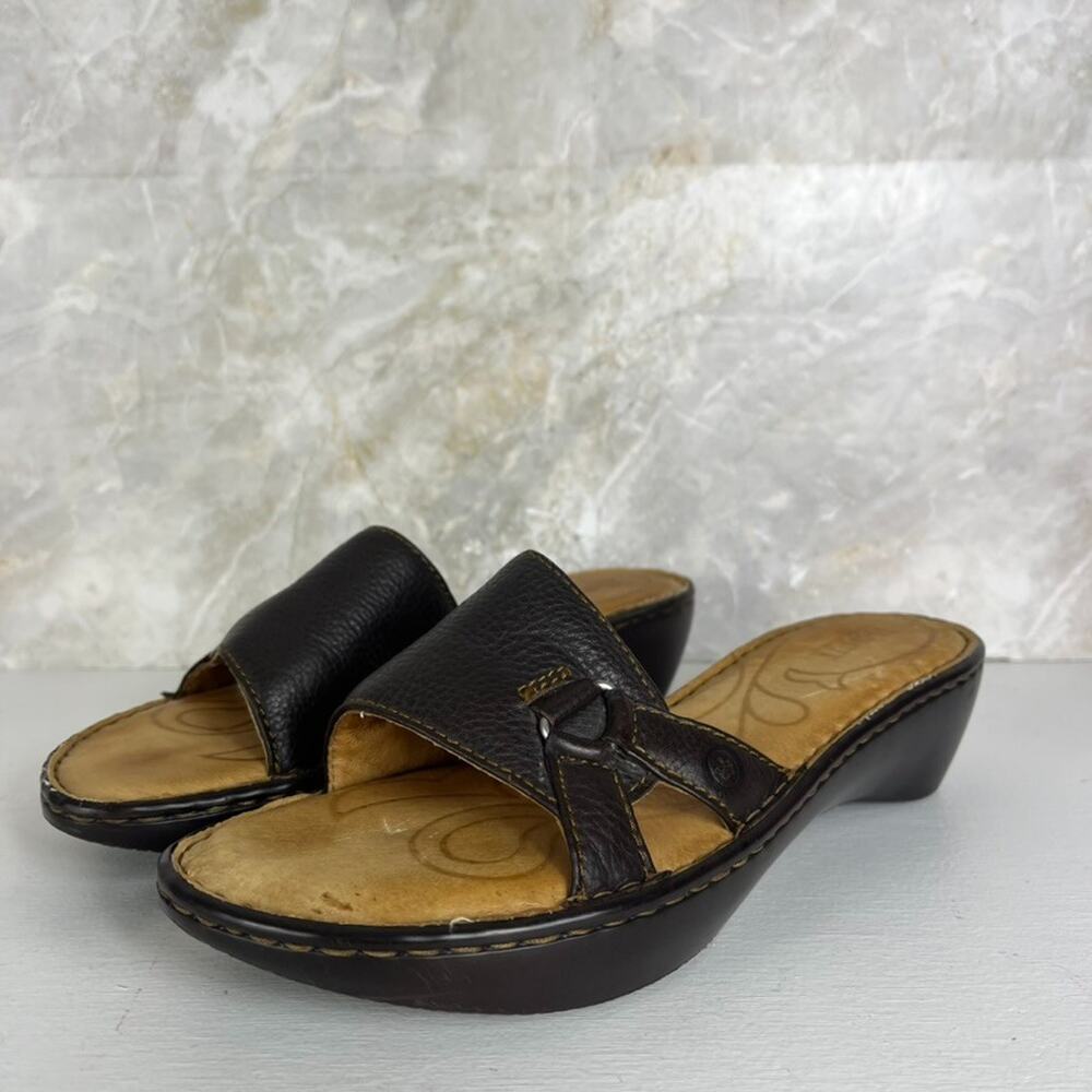BORN Brown Leather Slip-on Sandals Women's Size 10 42